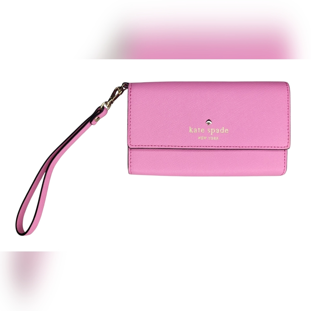 Kate Spade Saffiano Leather Pink Wristlet Wallet